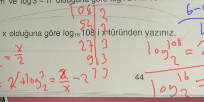 log 12 tabanında 4=x old göre log 16 tabanında 108 i x türünden yazınız